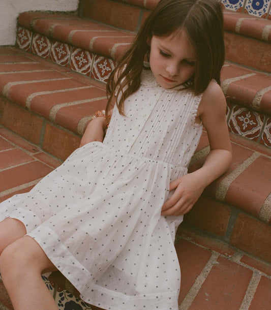 ELLY DRESS -- SALT FLOCK DOT