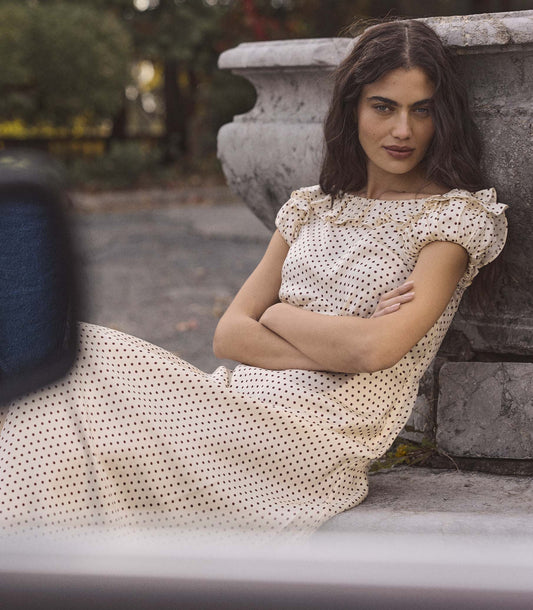 EMERENCE DRESS -- CRÈME PORTIA DOT